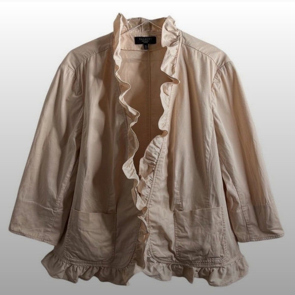 Talbots Jackets & Blazers - Talbots 20wp lightweight peachy pink cotton stretch ruffled blazer NWT